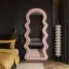 Wavy Pink Velvet Floor Mirror