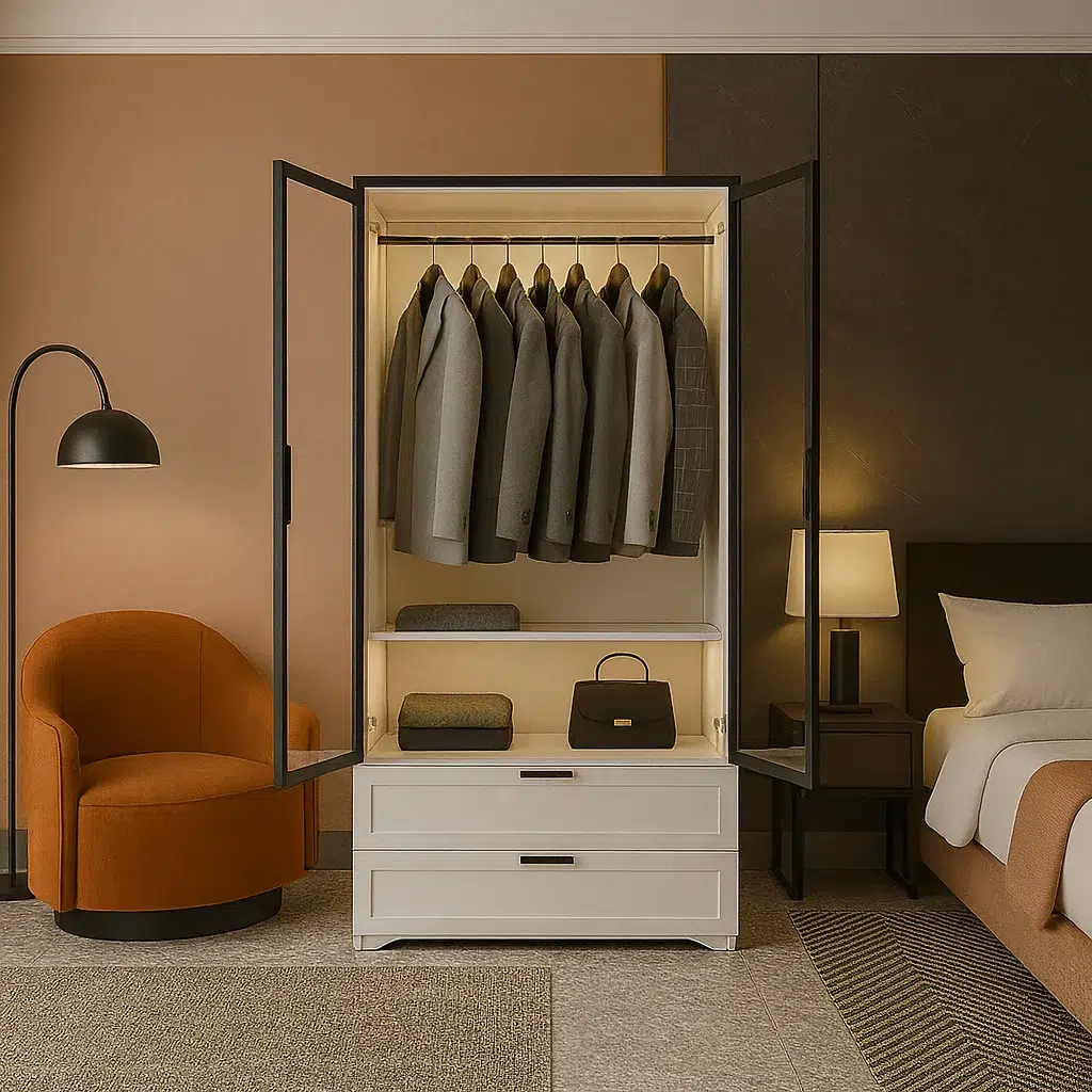 Modern Wardrobe with Glass Doors