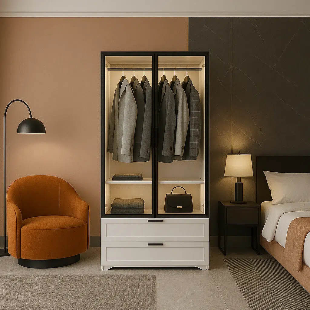 Modern Wardrobe with Glass Doors