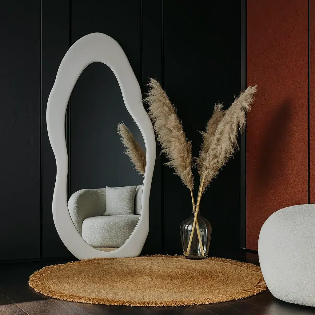 Roxana Off-White Squiggly Wall Mirror