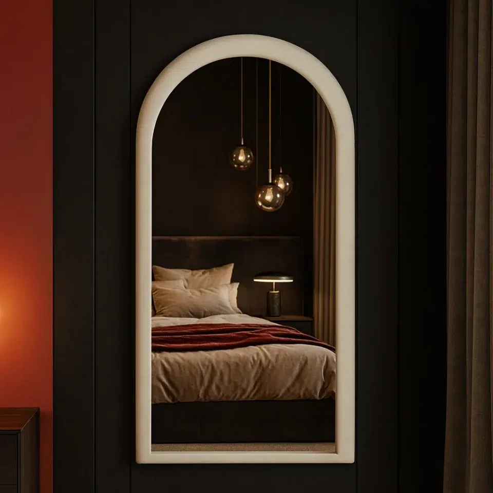 Haley Fabric Frame Arch Mirror