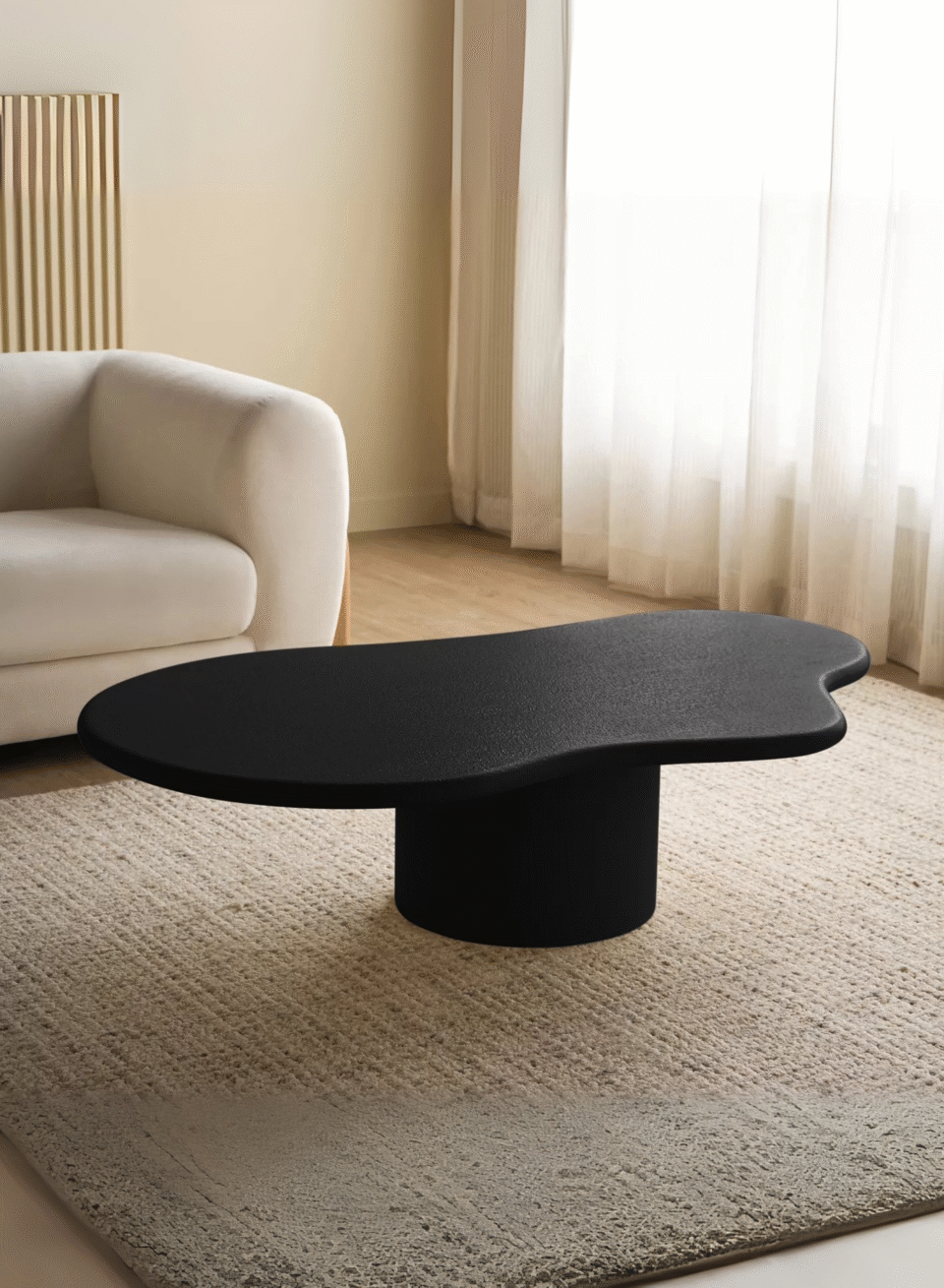Luxury Black Cloud-Shape Coffee Table |  Modern Pedestal Style…