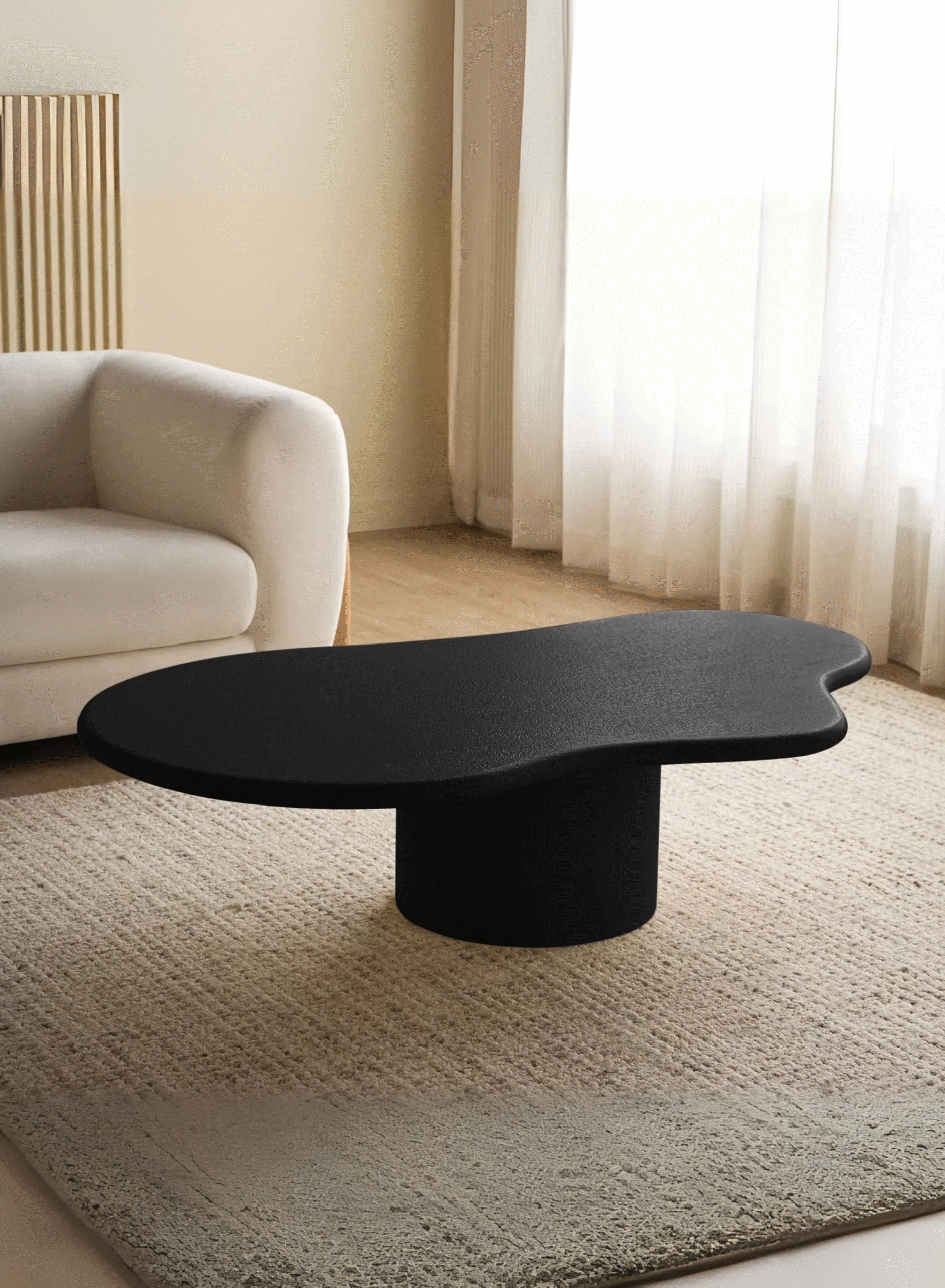 Luxury Black Cloud-Shape Coffee Table |  Modern Pedestal Style