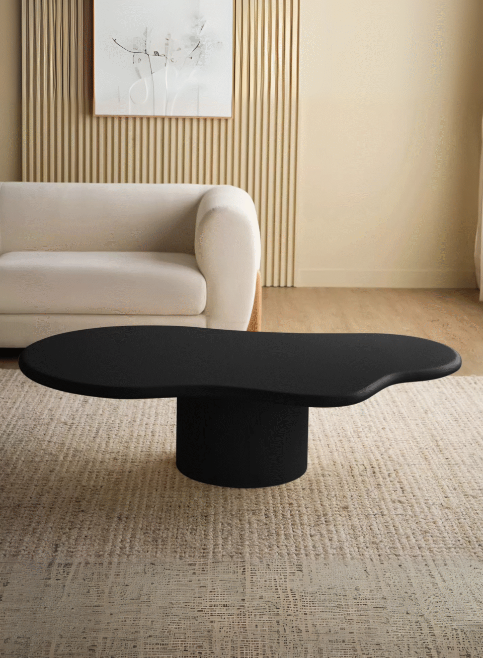 Luxury Black Cloud-Shape Coffee Table |  Modern Pedestal Style…