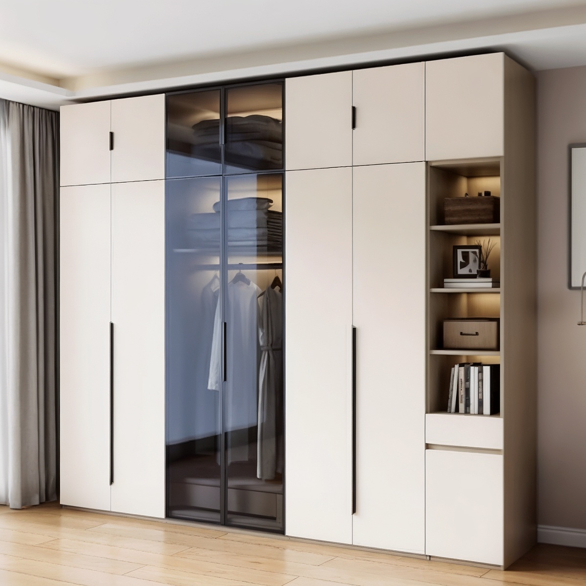 Modern Modular Wardrobe with Shelves & Full Storage System