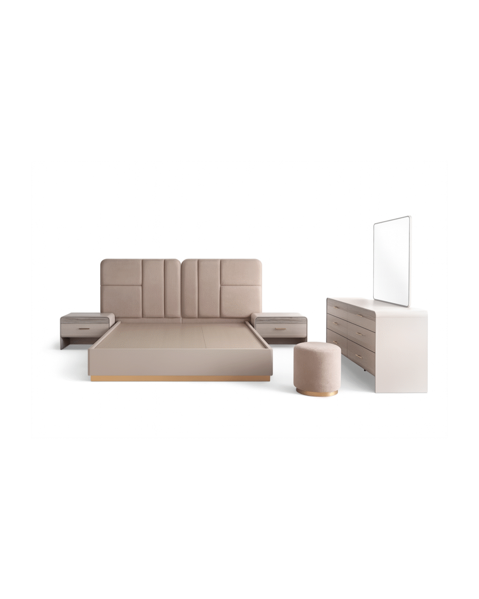 Luxury Nova 5-Piece Beige Modern Bedroom Set…