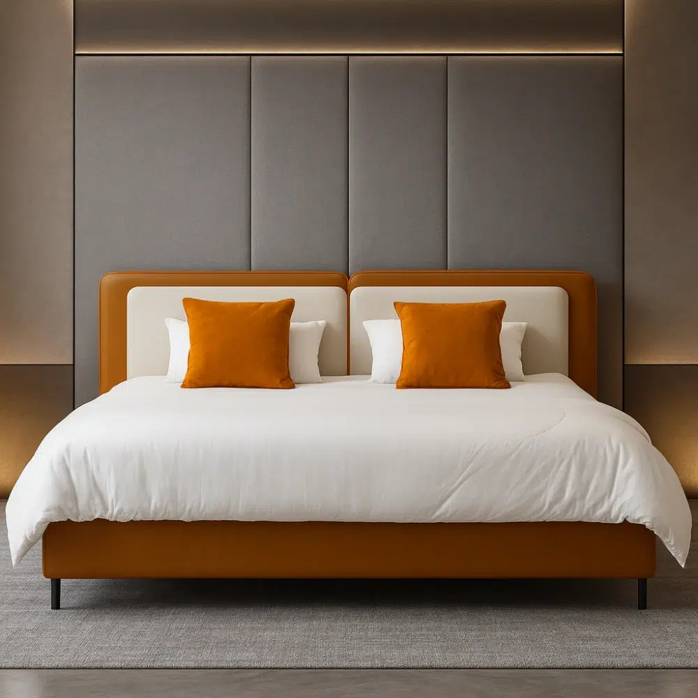 Calm Arc Two-Tone Upholstered Bed