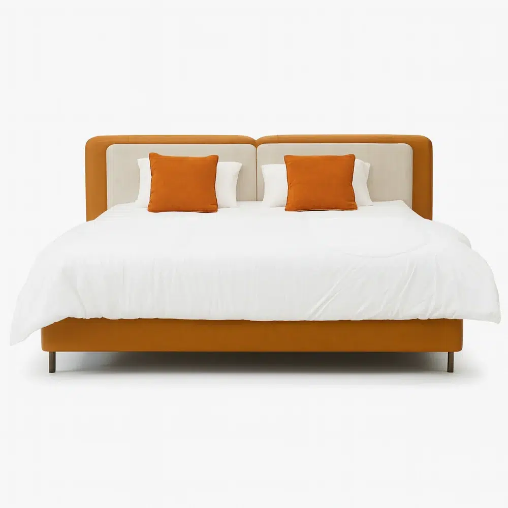 Calm Arc Two-Tone Upholstered Bed