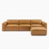 Cognac Sofa With Ottoman