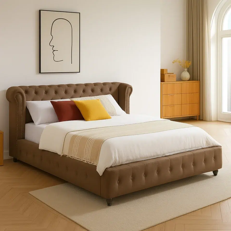 Leather Tufted Bed