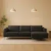 Graphite Plain Leather Sofa