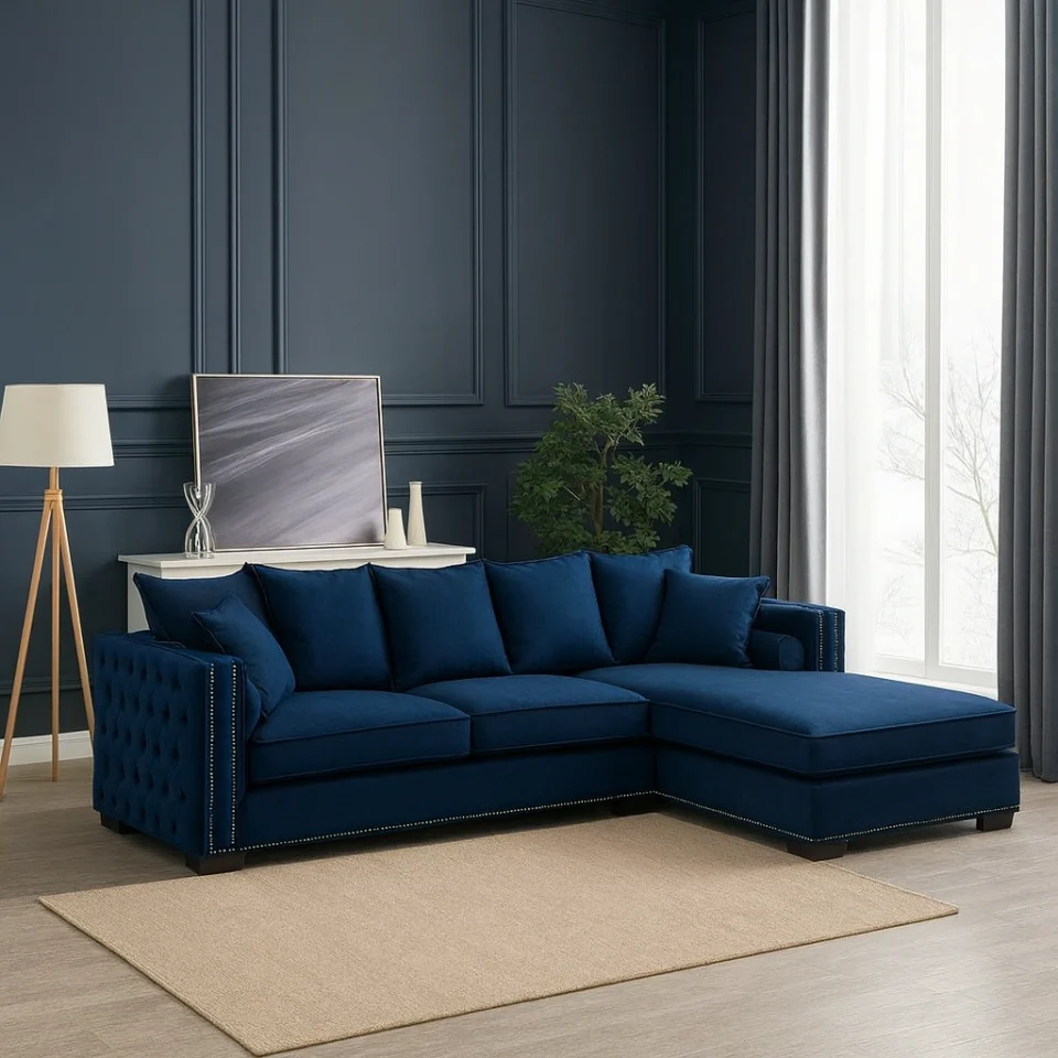 Kensington Button Tufted L-Shape Sofa…