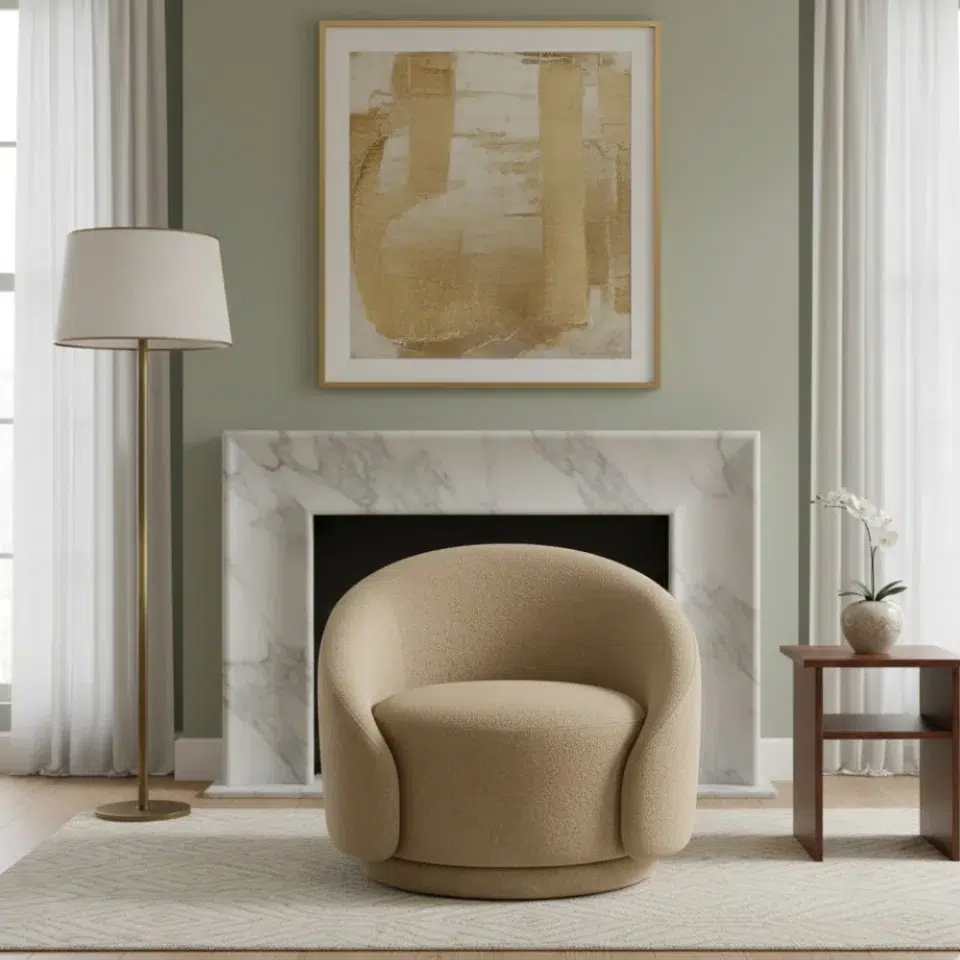Modern Bouclé Round Armchair