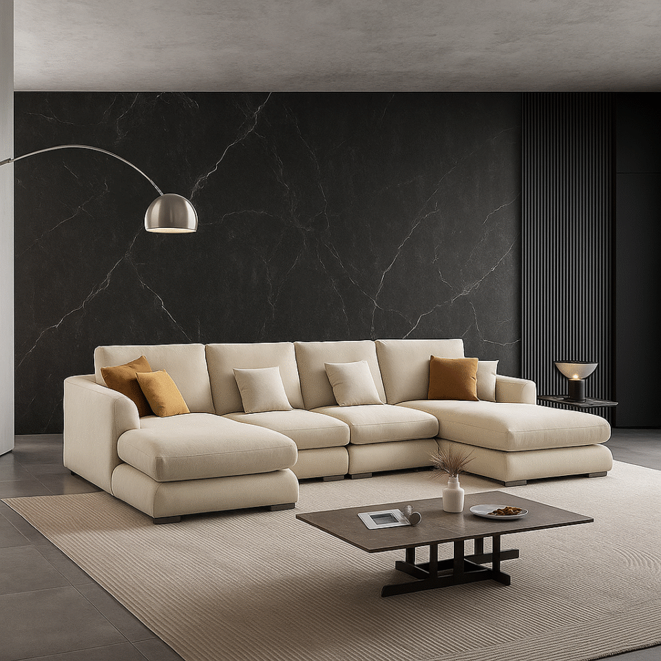 Premium Feather U Sectional 5-Seater Sofa…