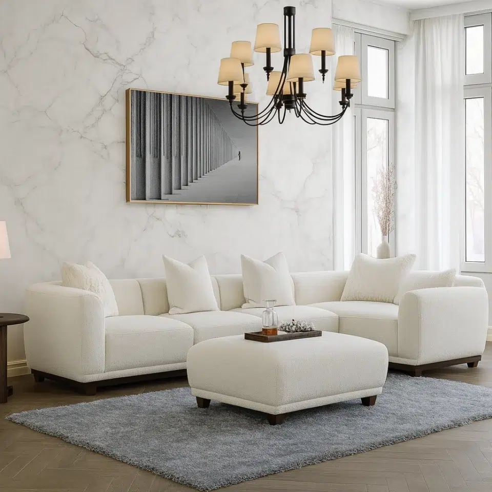 Snow Bouclé Corner Sofa