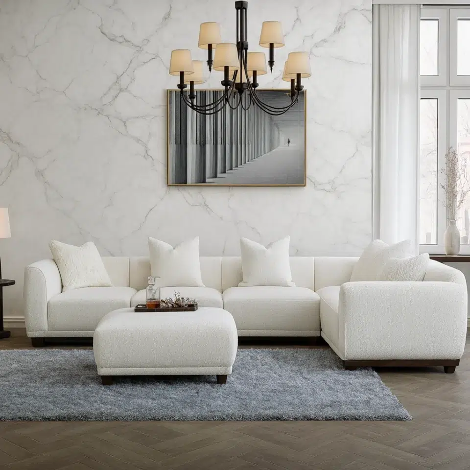 Snow Bouclé Corner Sofa