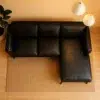 Verona Black Leather Corner Sofa