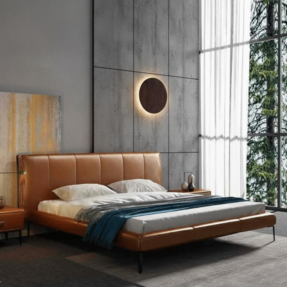 Auron Blaze Leather Bed
