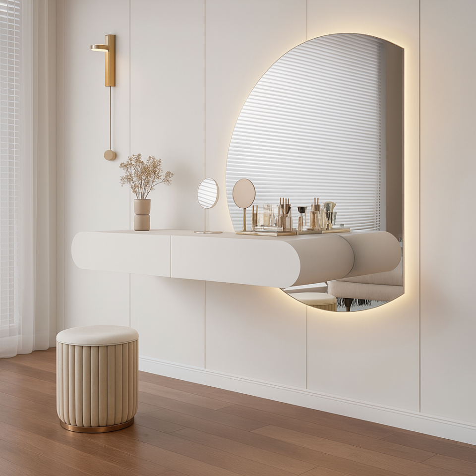 Wall-Mounted Dressing Table with Mirror