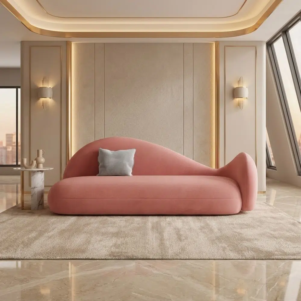 Blush Flow Modern Sculptural Chaise Lounge