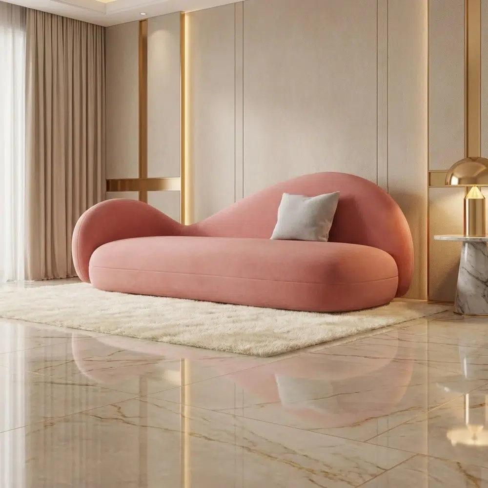 Blush Flow Modern Sculptural Chaise Lounge