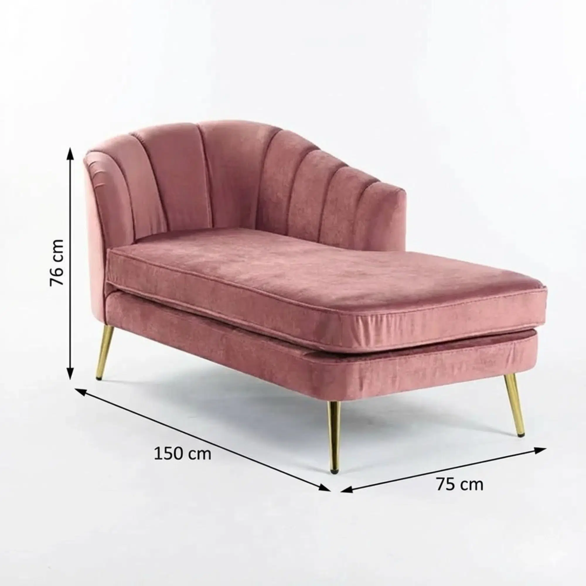 Blush Luxe Modern Velvet Chaise Lounge
