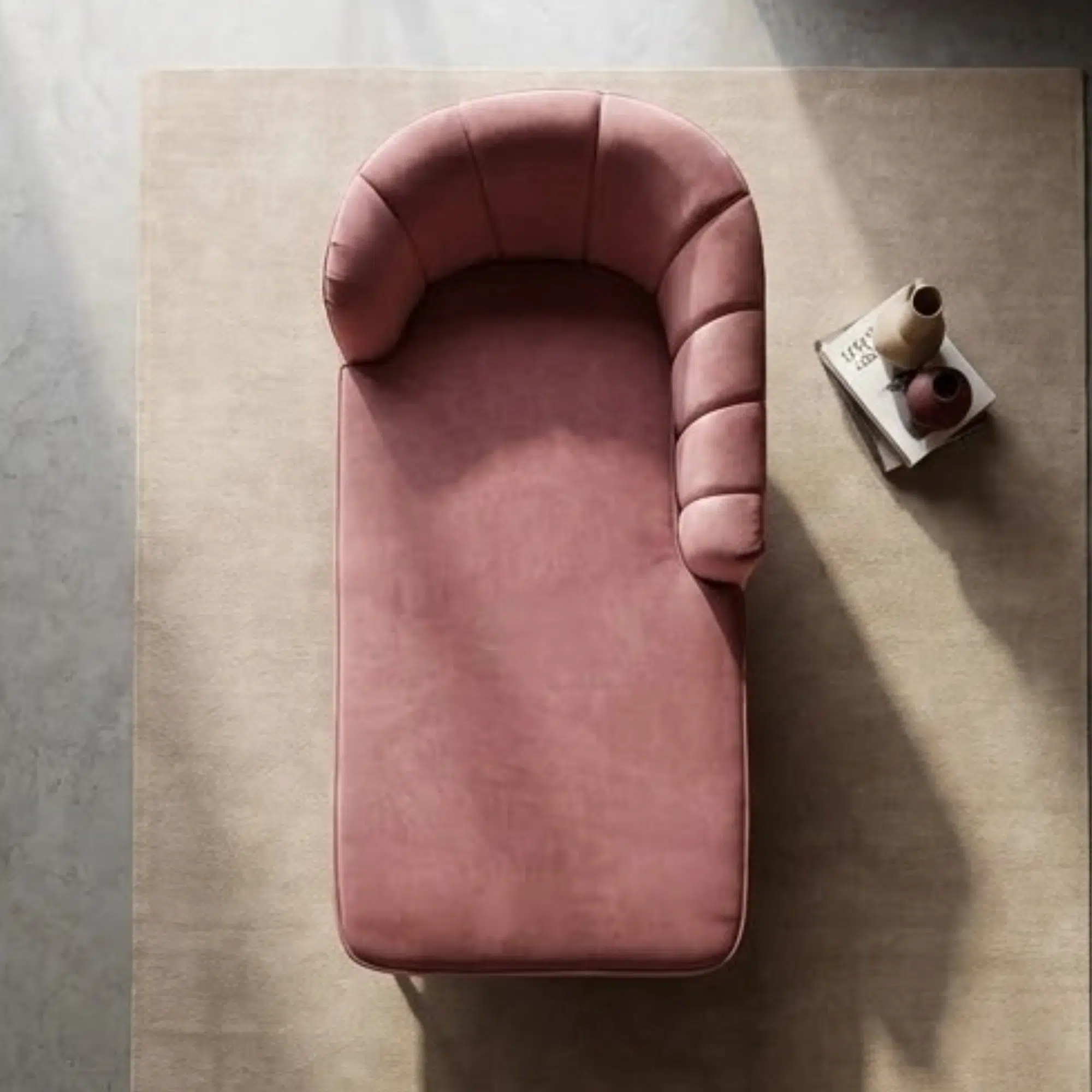 Blush Luxe Modern Velvet Chaise Lounge