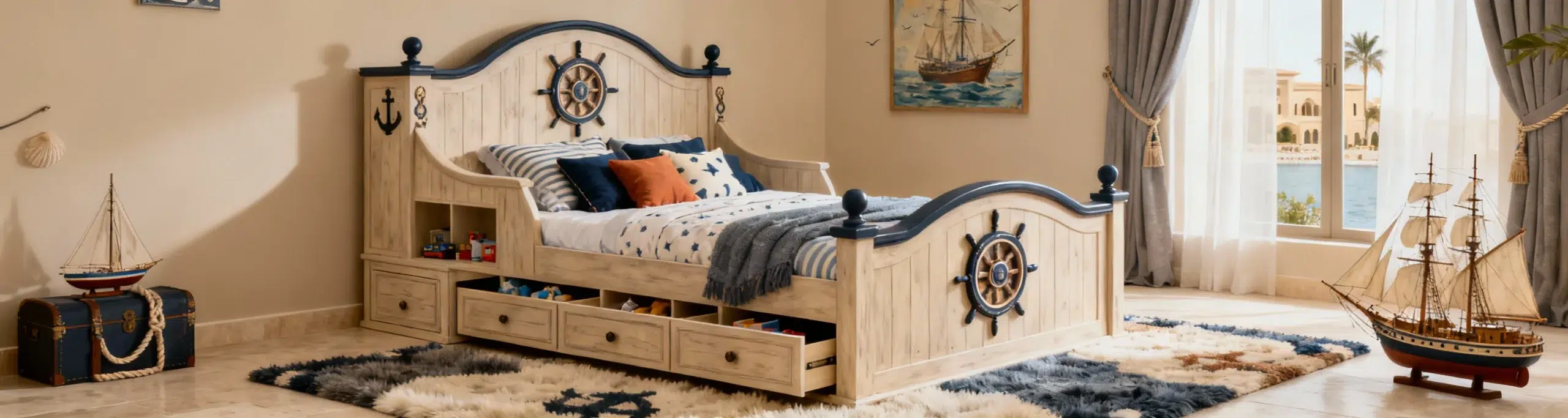 Durable kids furniture Dubai captain bed 2 years old still new condition Arabian Ranches