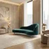 Emerald Curve Modern Velvet Chaise Lounge