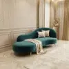 Emerald Curve Modern Velvet Chaise Lounge