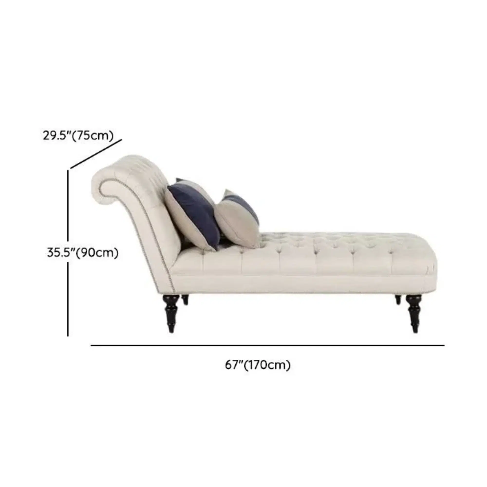Ivory Crest Classic Tufted Chaise Lounge