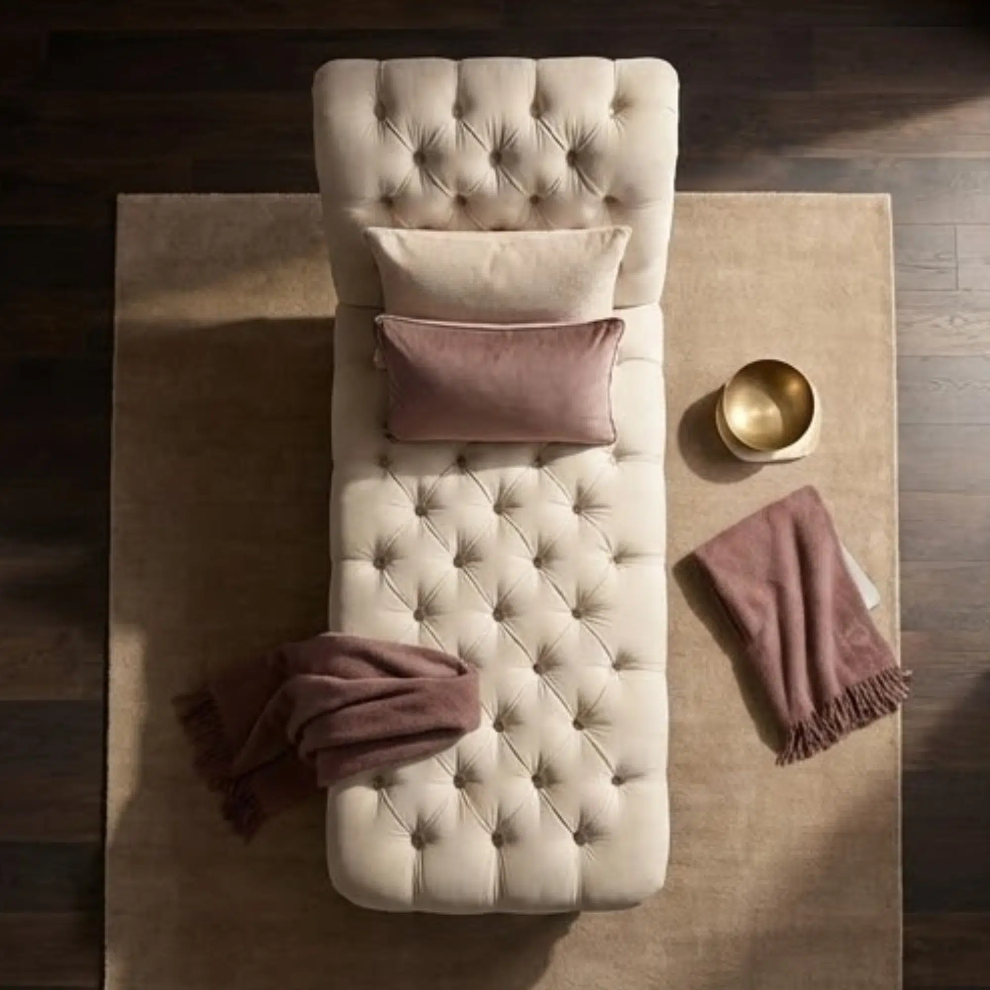 Ivory Crest Classic Tufted Chaise Lounge