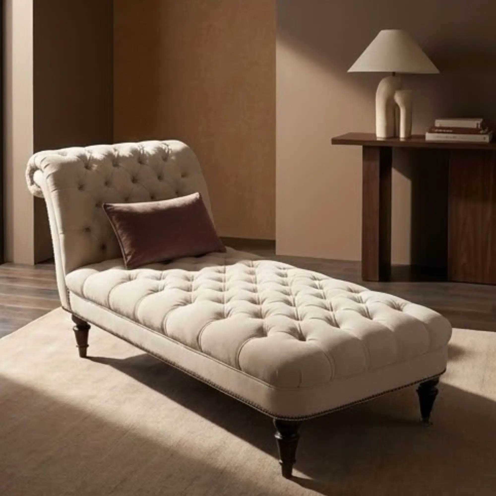Ivory Crest Classic Tufted Chaise Lounge