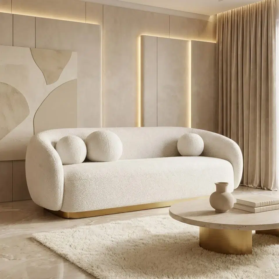 Luxury Bouclé Chaise Lounger