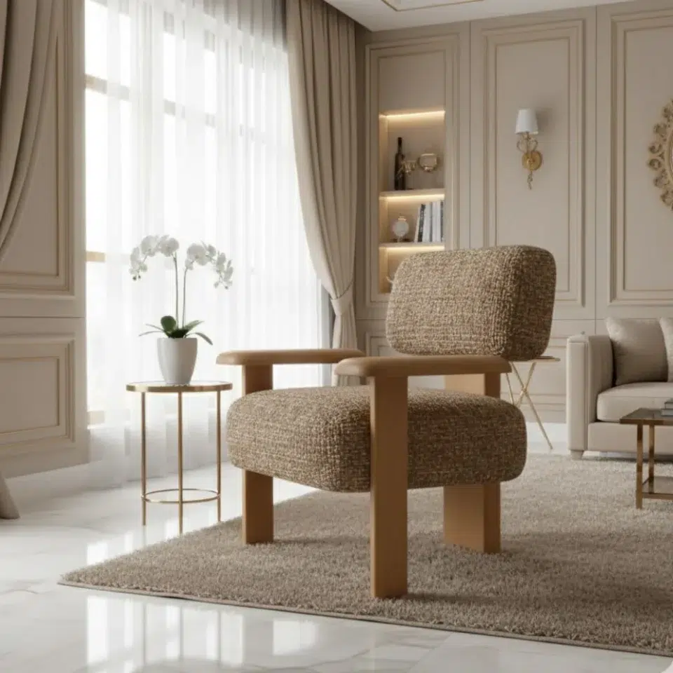 Luxury Designer Bouclé Arm chair…