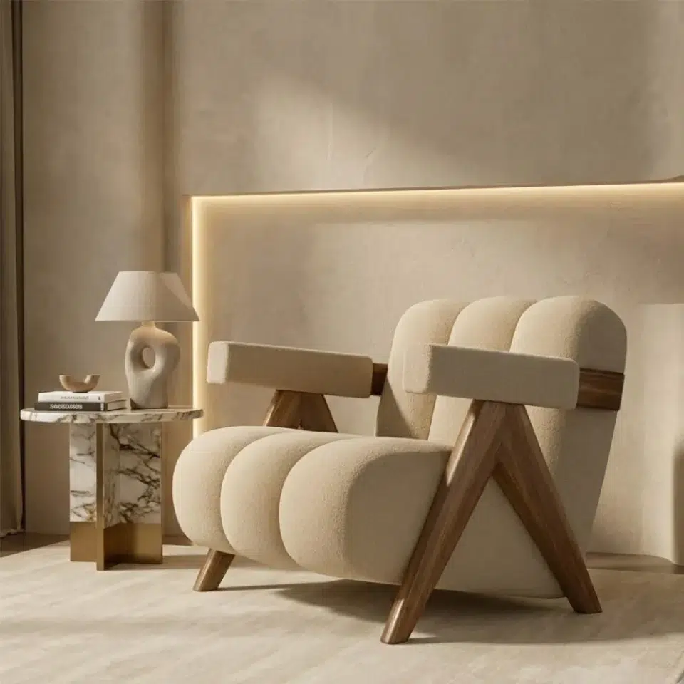 Luxury Sculptural Bouclé Armchair…