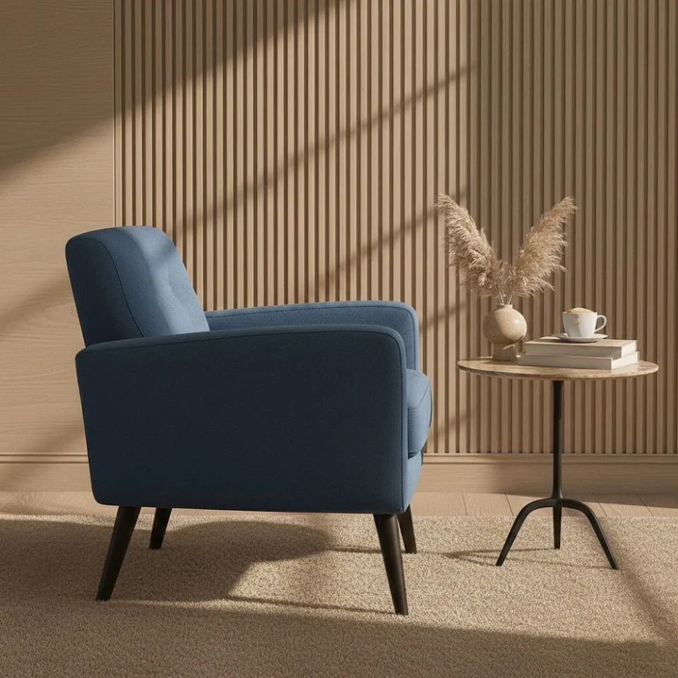 Modern Blue Fabric Armchair