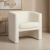 Modern Bouclé Barrel Armchair