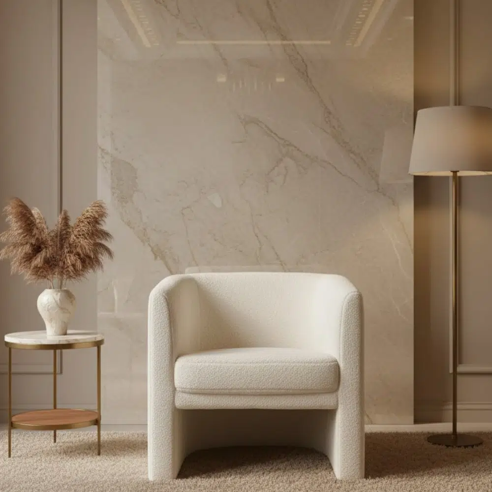 Modern Bouclé Barrel Armchair