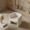 Modern Bouclé Barrel Armchair