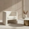 Modern Bouclé Barrel Armchair