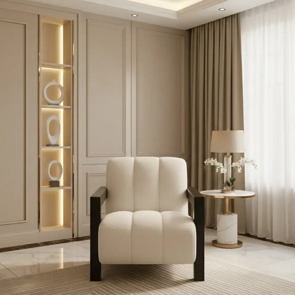 Modern Channel-Tufted Arm Chair…