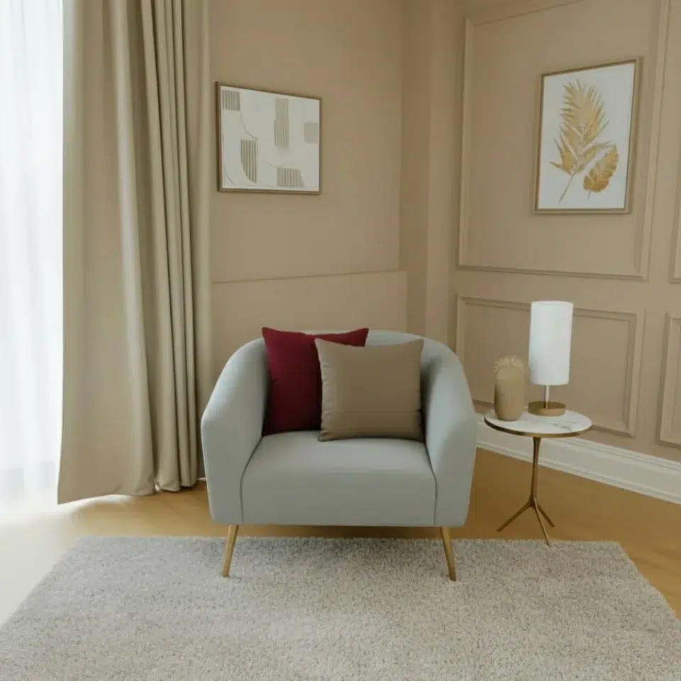 Modern Curved Fabric Armchair