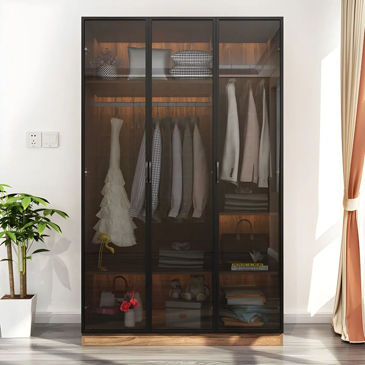 ModuLine Glass 3 Door Wardrobe