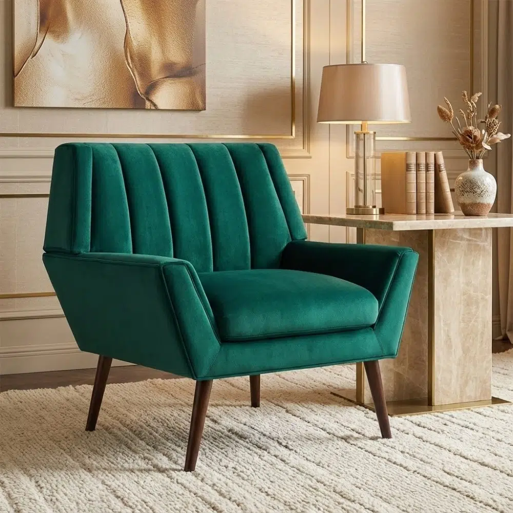 Nelux Green Accent Chair