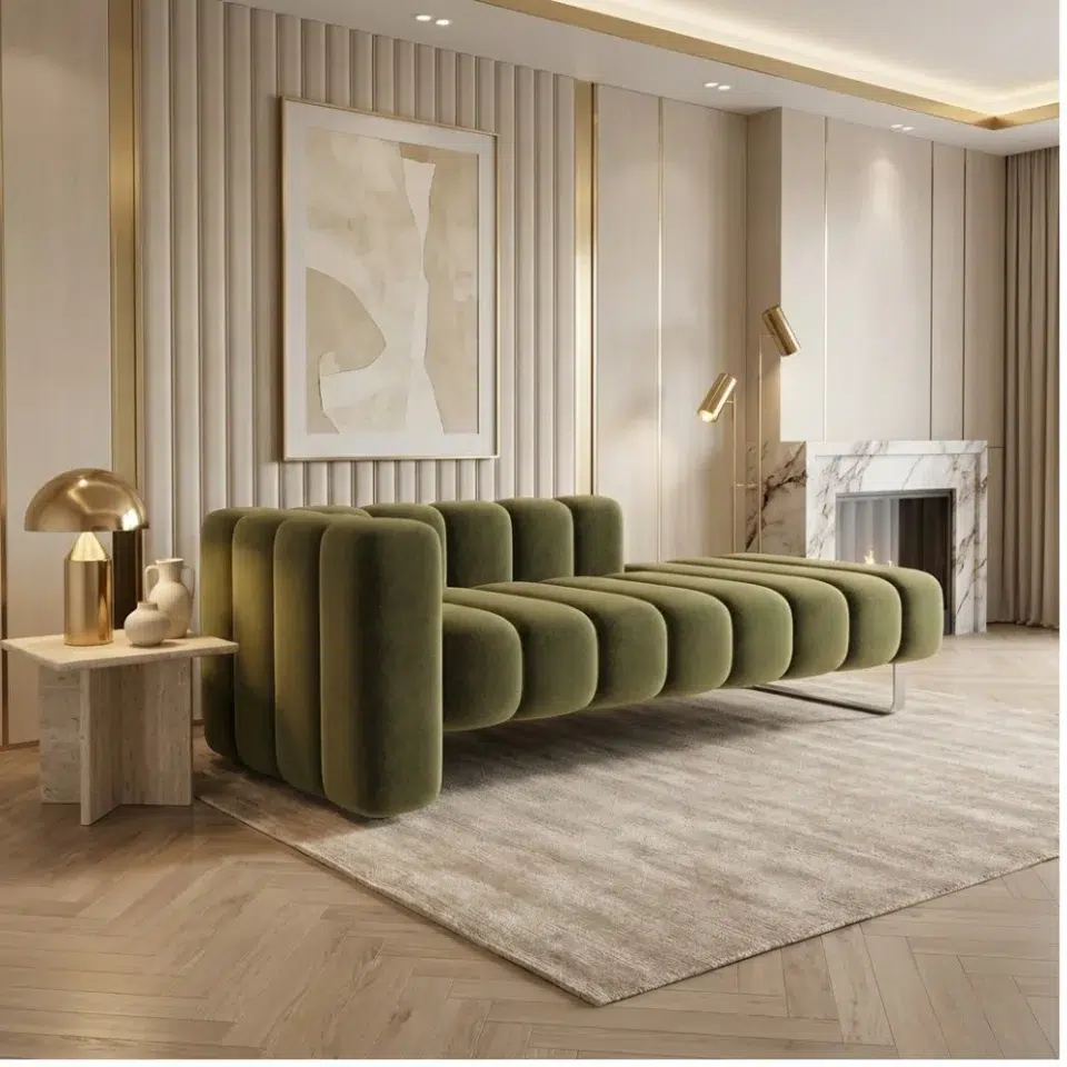 Olive Block Modern Channel Chaise Lounge…