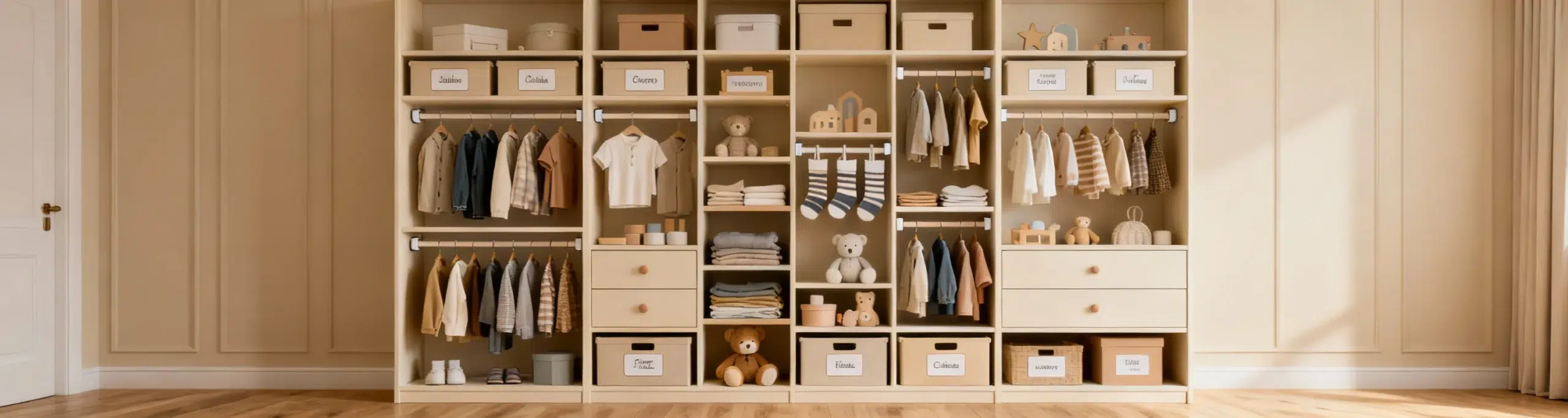 Custom kids wardrobe Dubai with smart storage solutions toy organization clothing racks