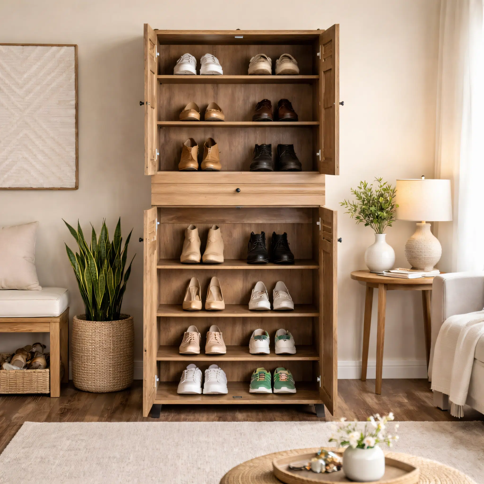 Rustora Shoe Cabinet with Doors
