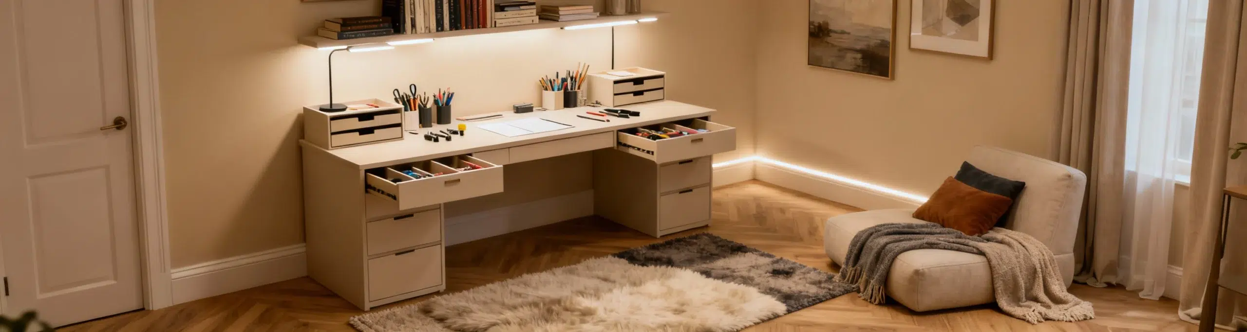 Ergonomic kids study desk Dubai with adjustable height storage and cable management