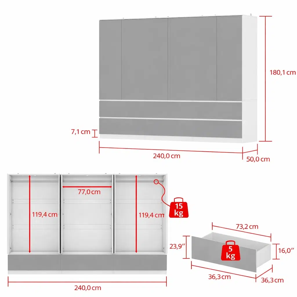 UrbanLine Luxury Mirrored Wardrobe